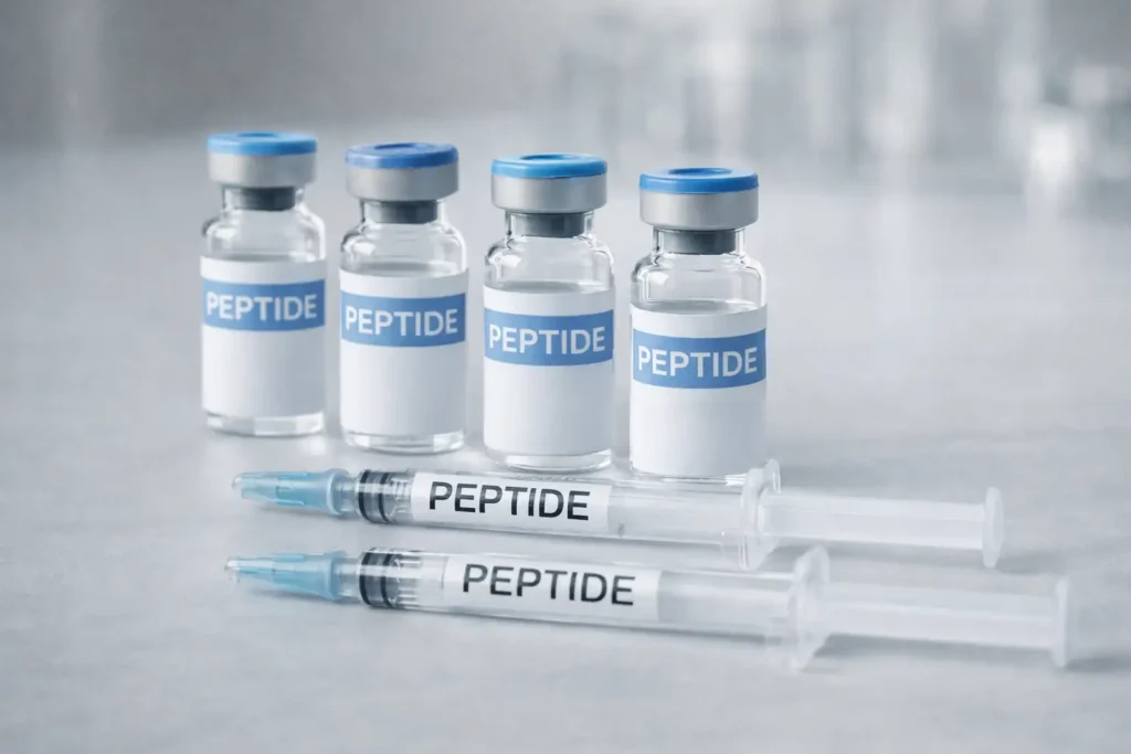 Vaccineflasker og sprøjter med peptider